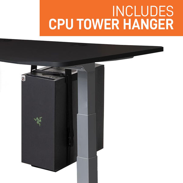 CPU Tower Hanger is includedes to maximize desktop space with MojoDesk's Mojo Gamer Pro standing desk bundle