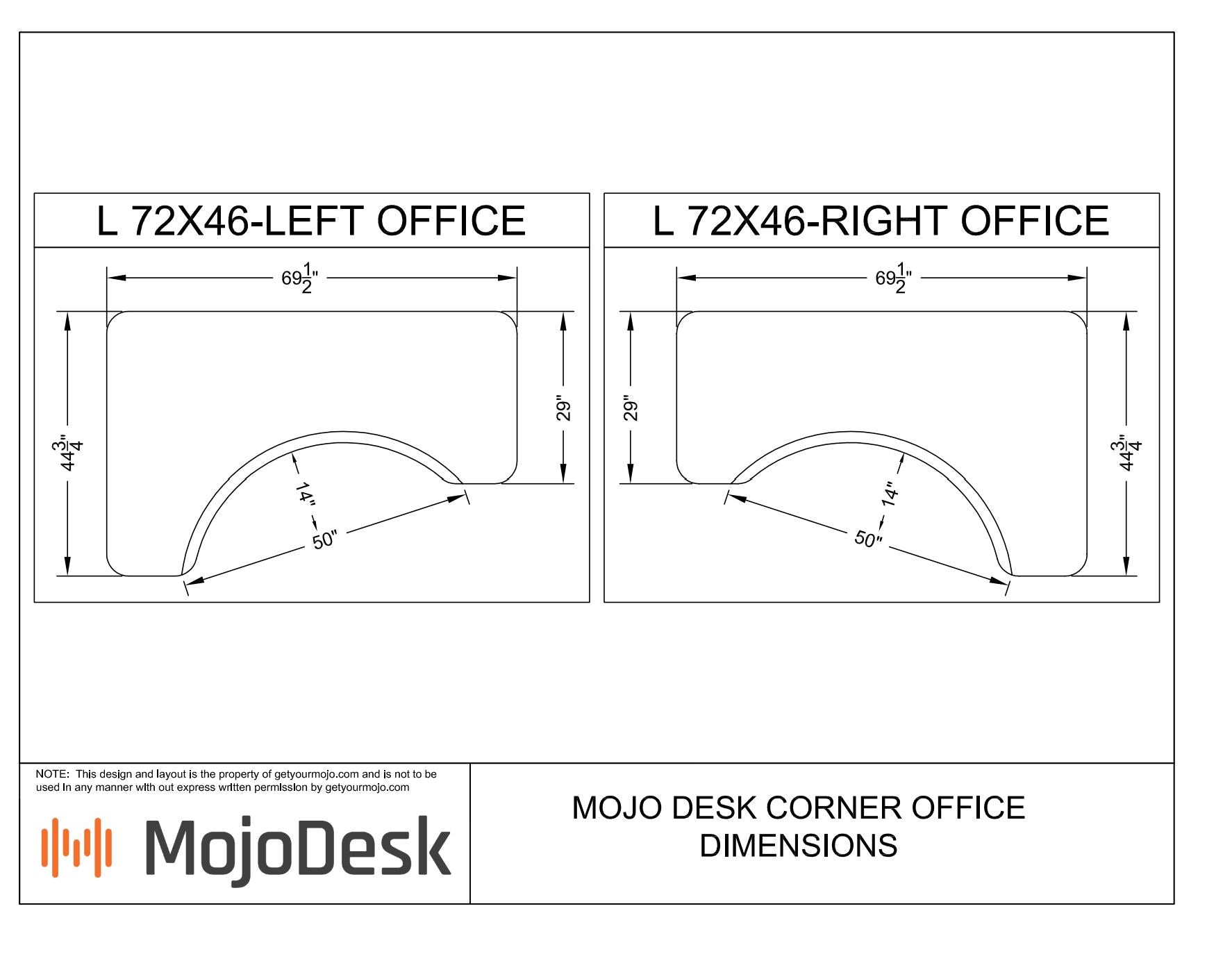 Standing desk 2-leg corner l-shape measurements