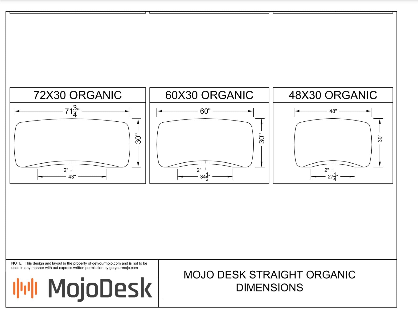 Standing Desk measurements organic curve