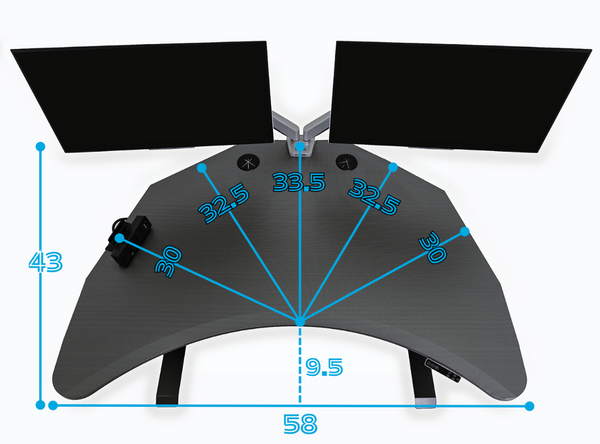 Gamer's eye view of multiple monitors on PC Battlestation, showcasing optimal screen placement and depth for gaming