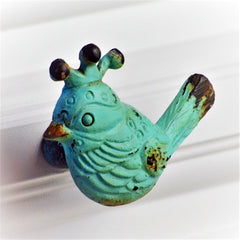 verdigris bird cabinetry knob metal