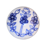 COTTAGE CHIC CERAMIC KNOB - BLUE FLORAL ON WHITE