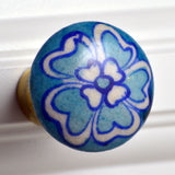 cottage chic ceramic knob in country french blue floral design