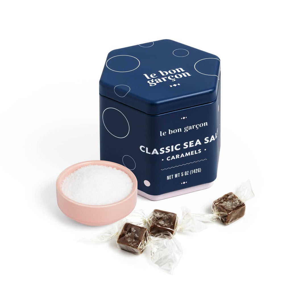Classic sea salt caramels in a blue box