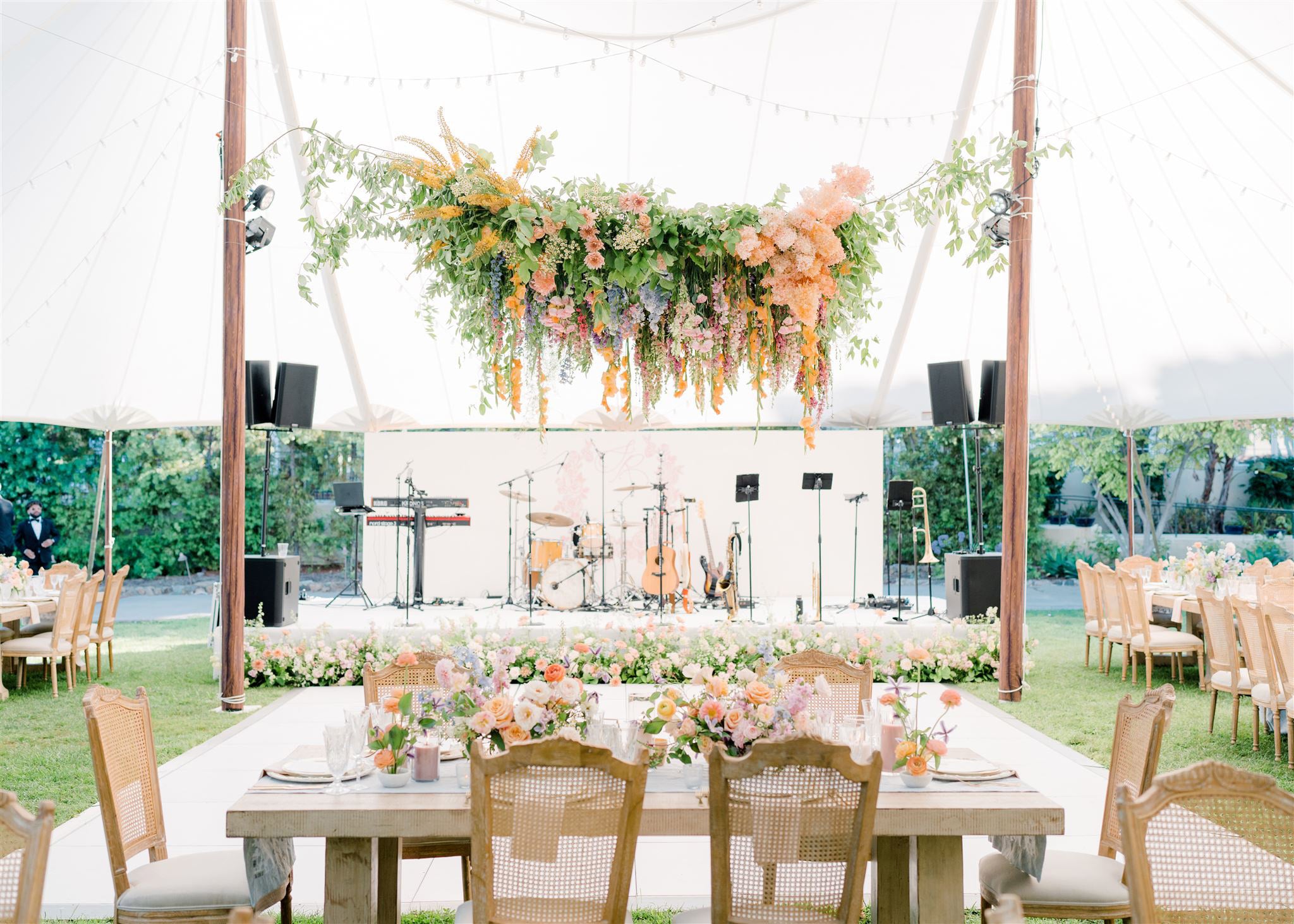 Hanging wedding floral arch