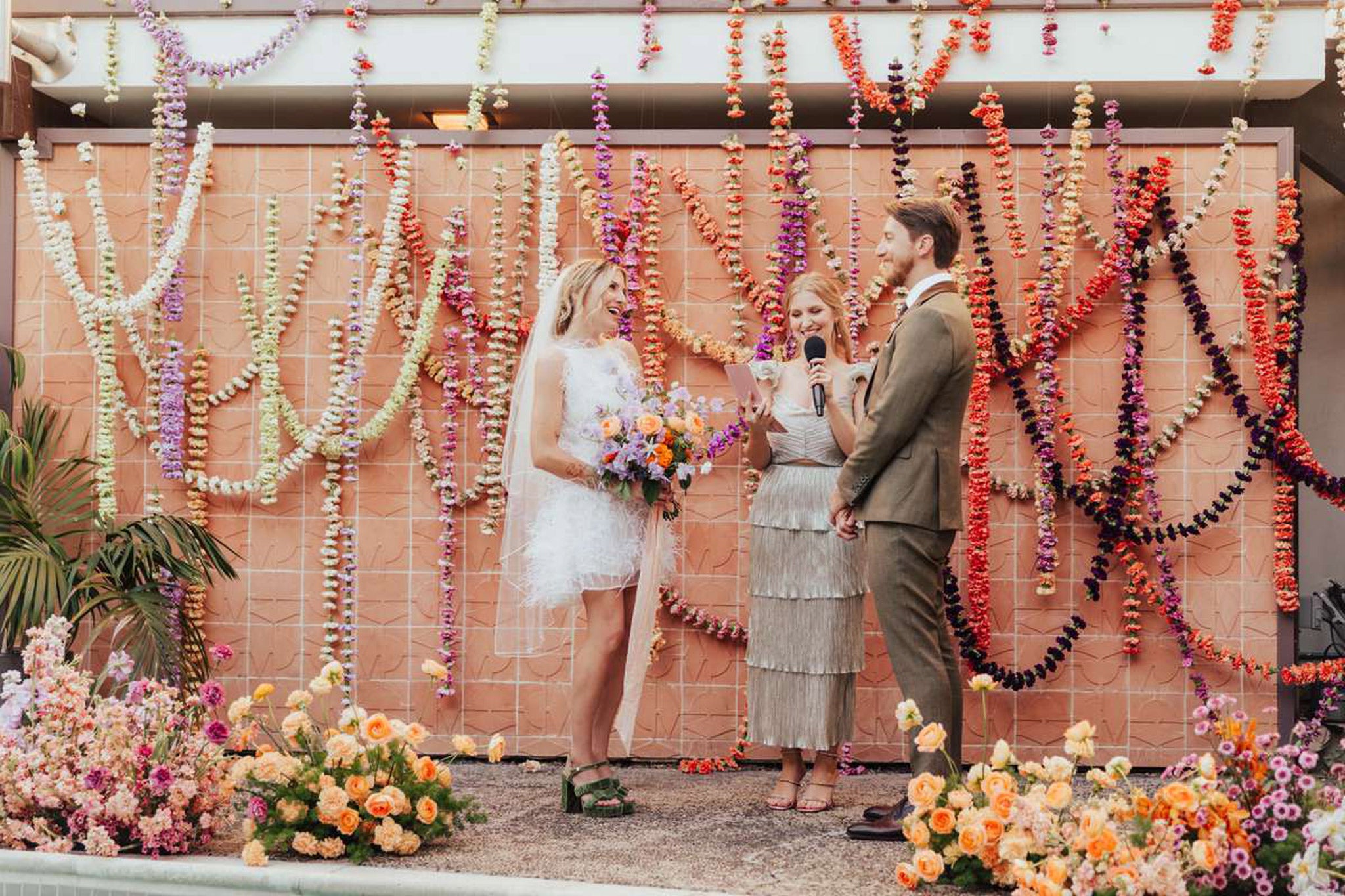 Carnation garland flower installation