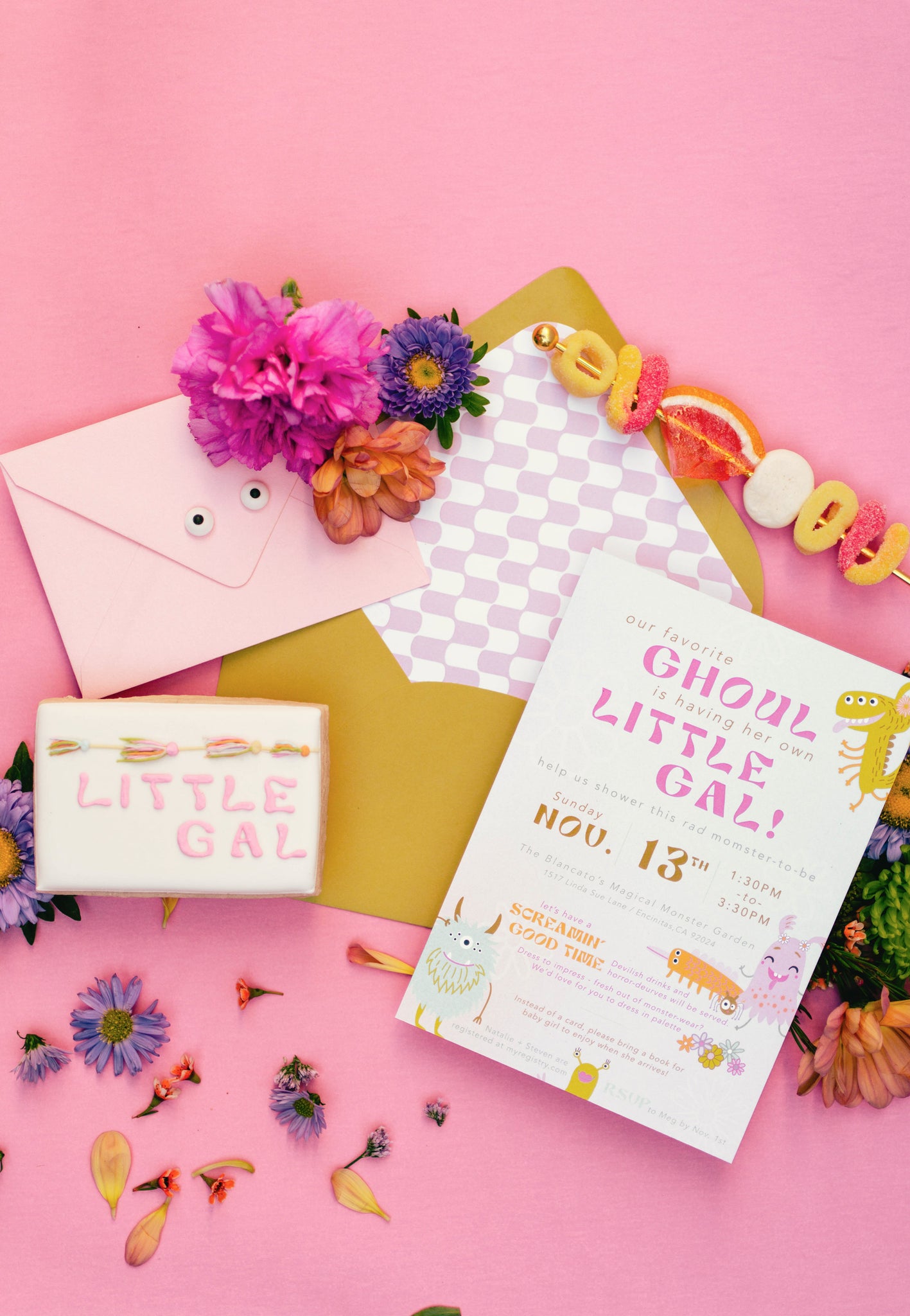 baby shower invitation with flowers