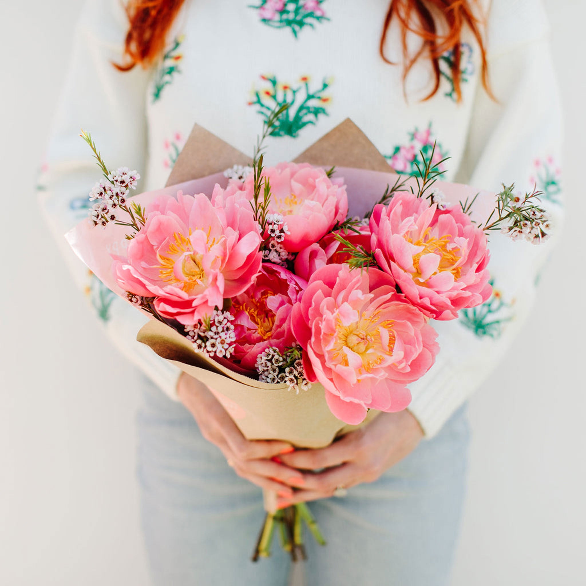 Native Poppy Peony flower wrap