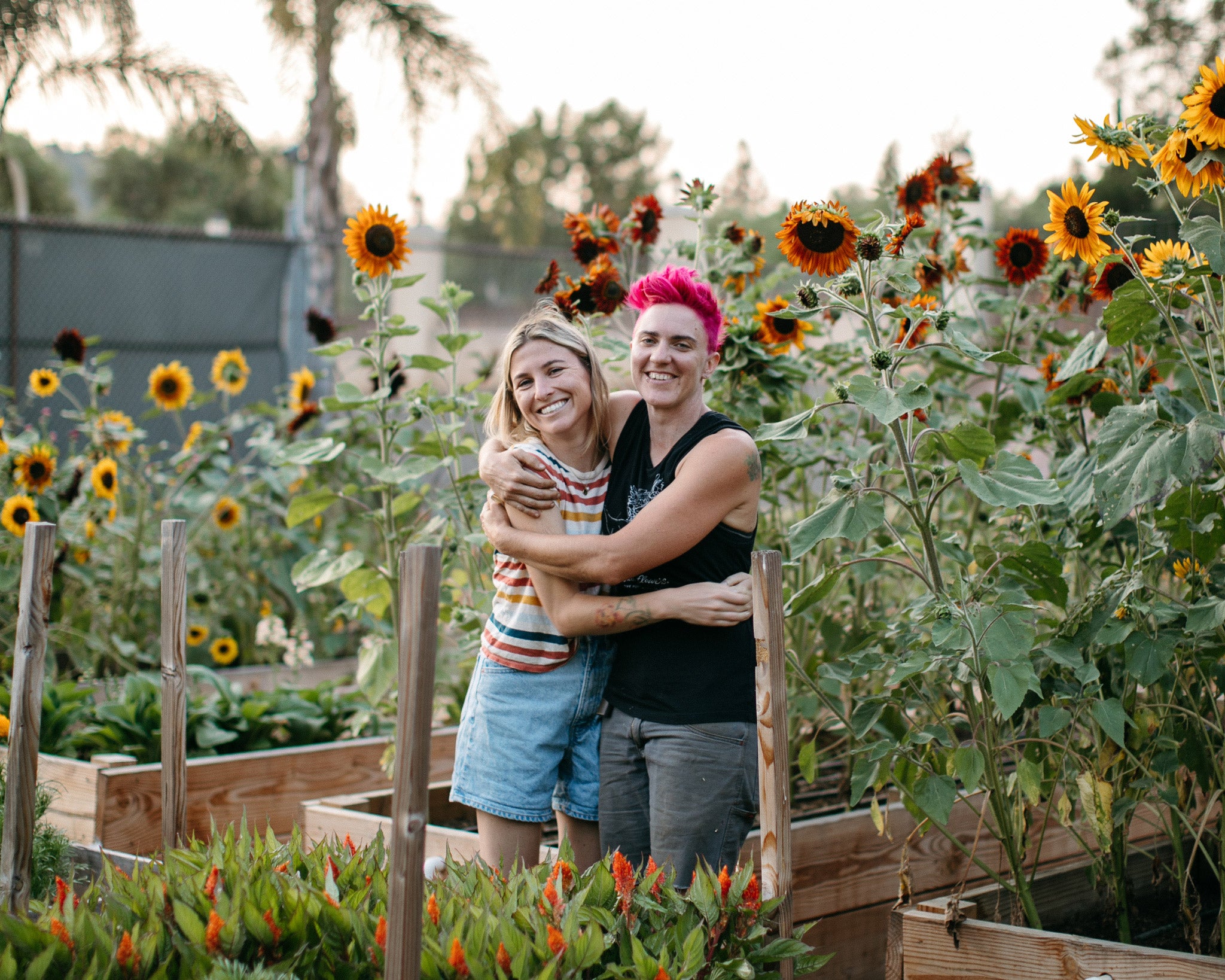 Natalie and Margaret in Native Poppy's garden