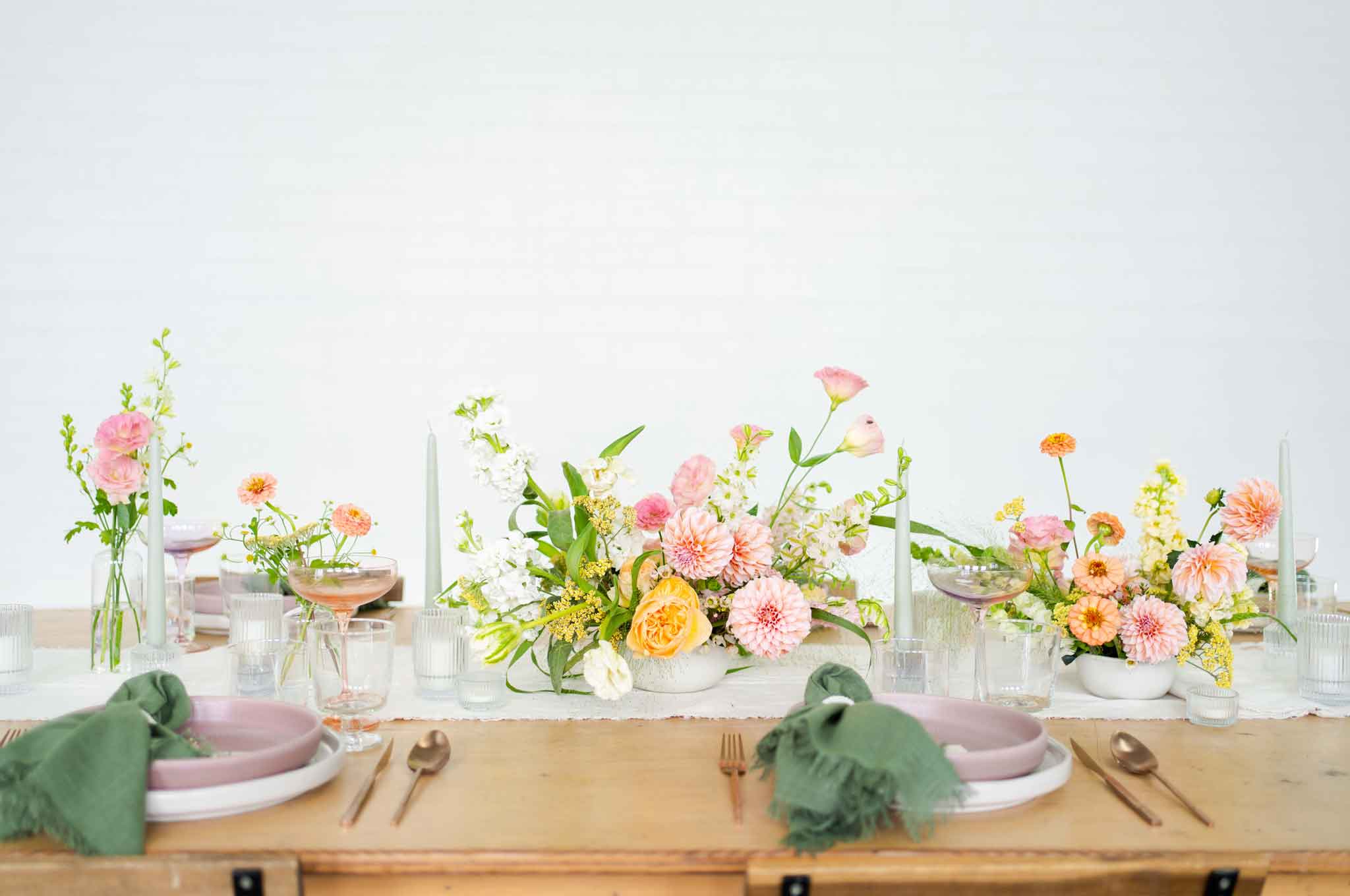 Native Poppy wedding bowl centerpieces on a table setting