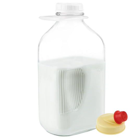 Acopa (12) 6 oz. Glass Milk Bottles with (12) Lids and (3) Wooden Crates