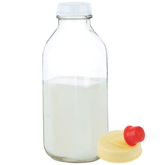 Glass Milk Bottles With Lids – Kitchentoolz