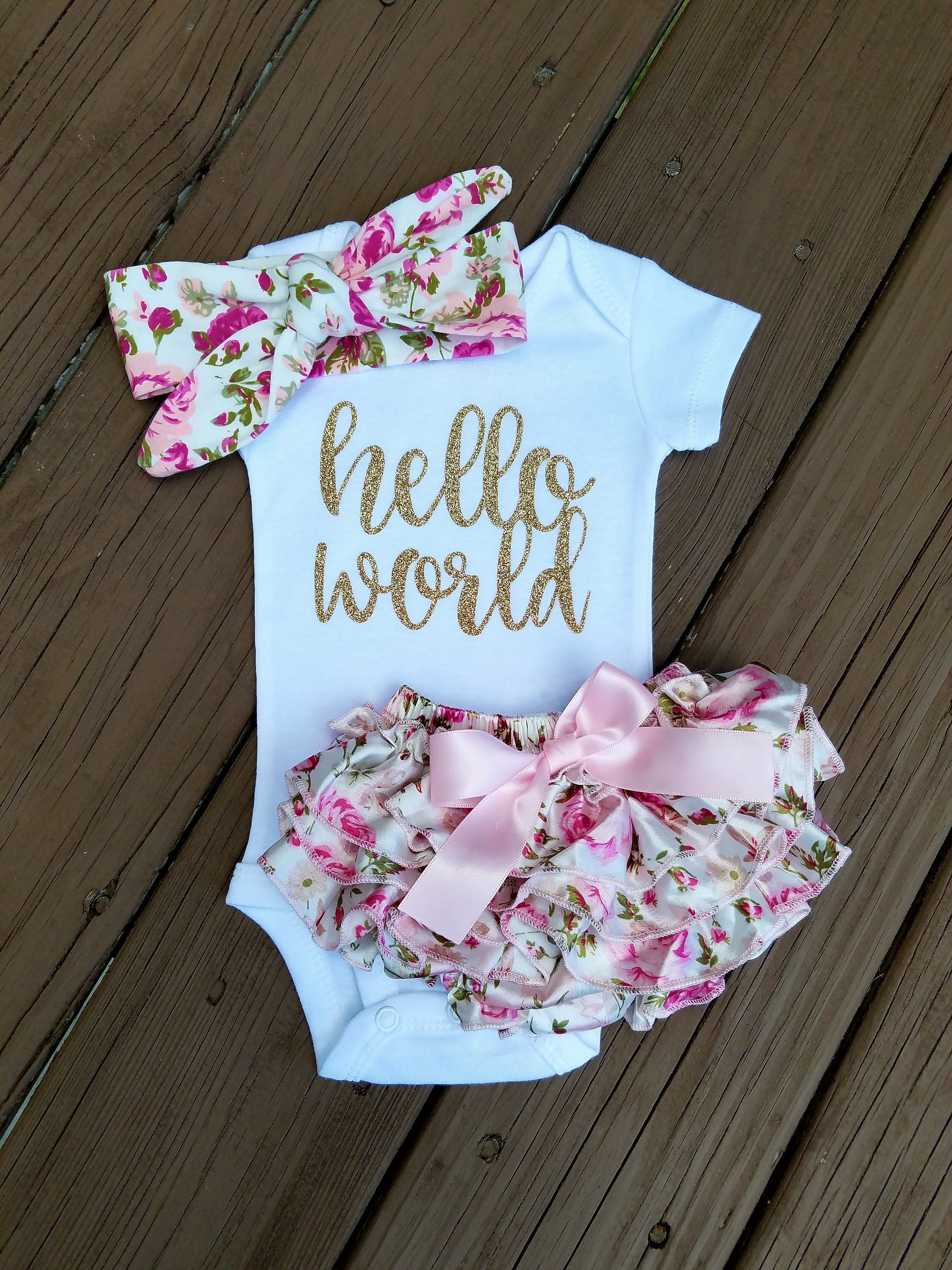 hello world newborn outfit girl