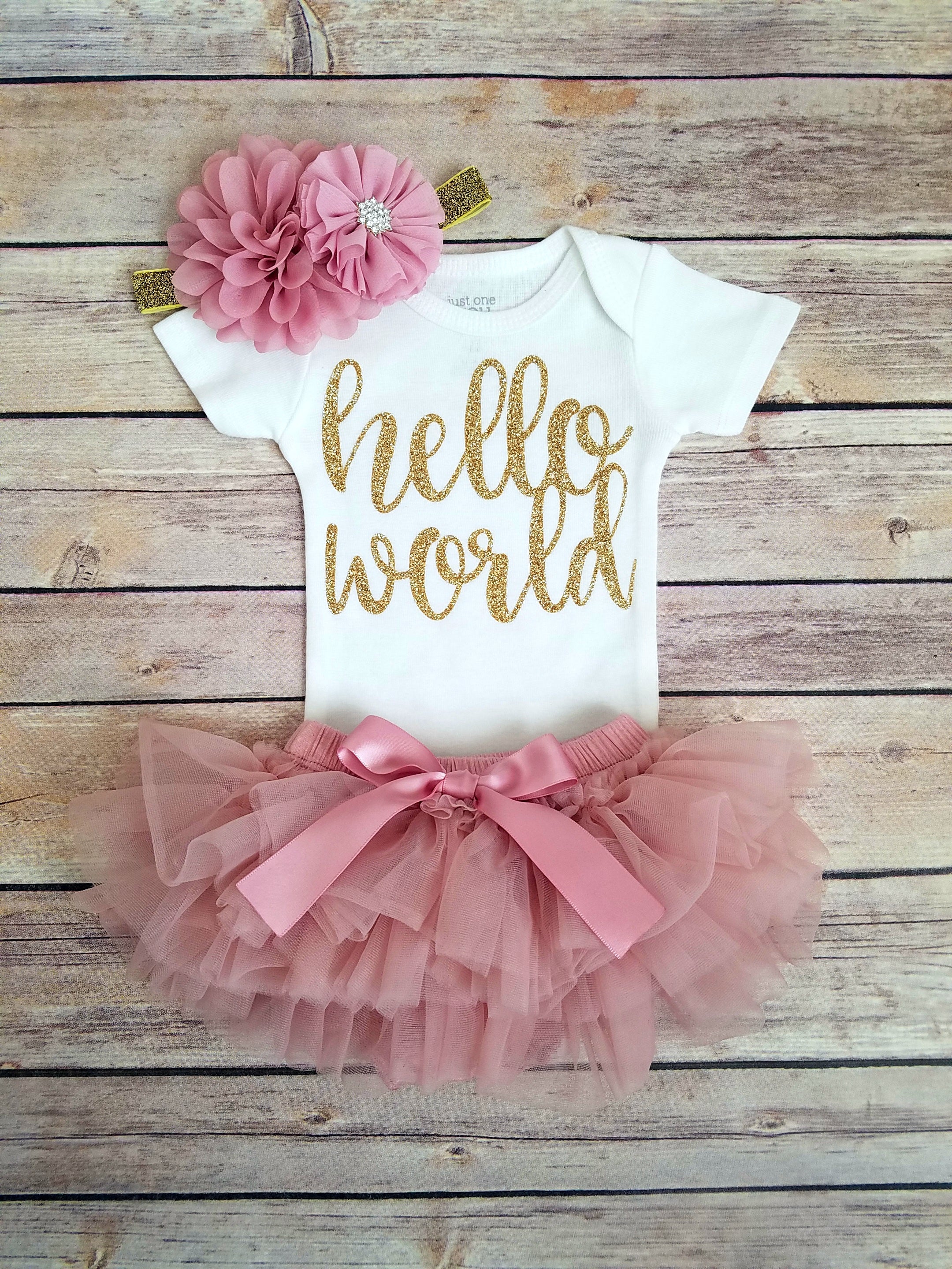 hello world newborn outfit girl