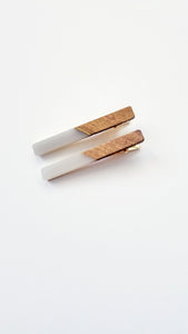 Yemi Wooden Acrylic Bar Hair Clip Set | Gray - Adassa Rose