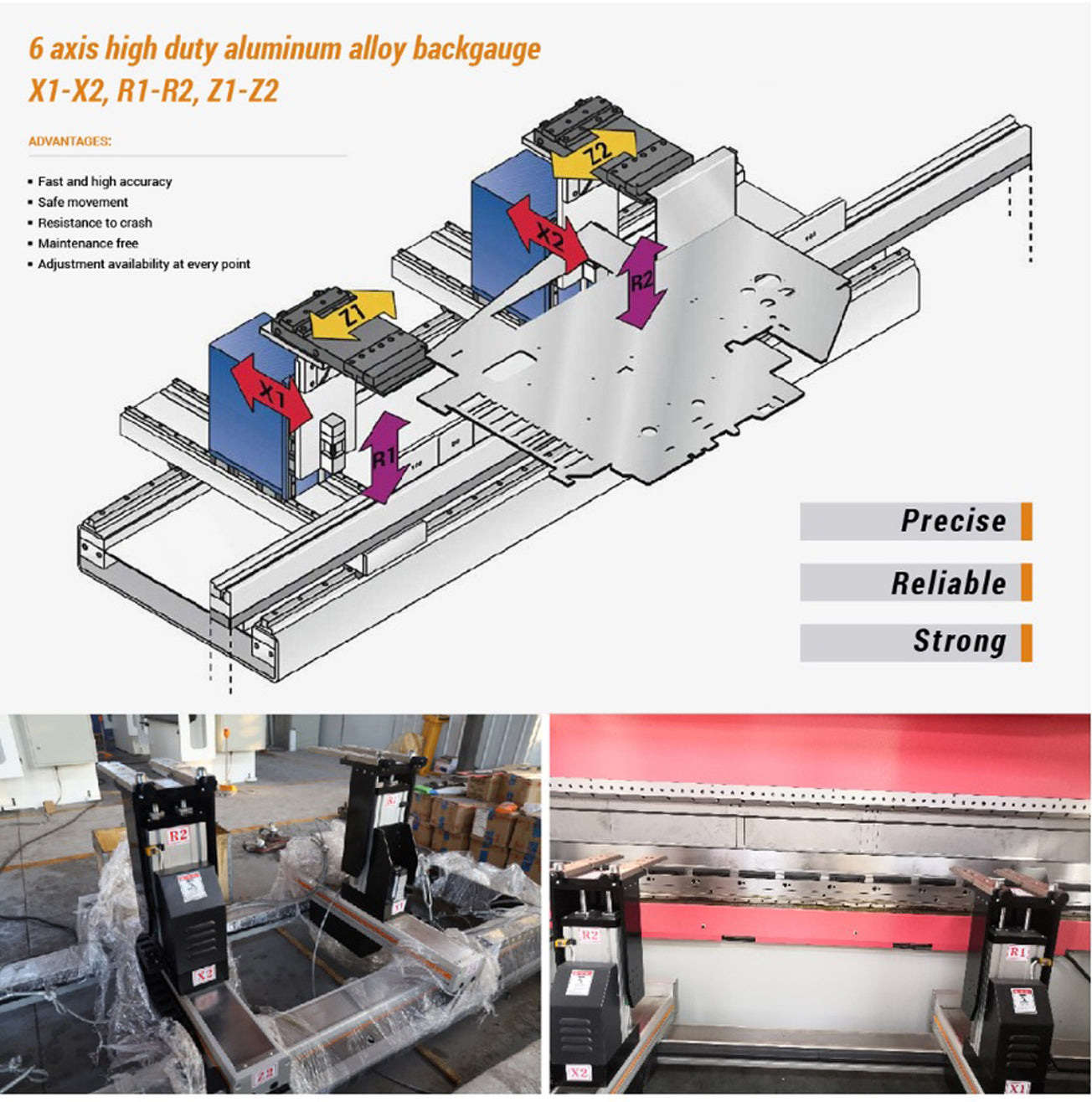 6 Axis Heavy Duty Aluminum Alloy Backgauge