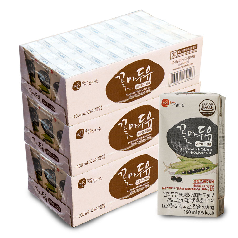 [무료별도배송] 꽃마두유 검은콩 고칼슘  190ml x 24팩 (3box) <br/>유통기한:2024년 12월 27일 - 꽃마USA product image