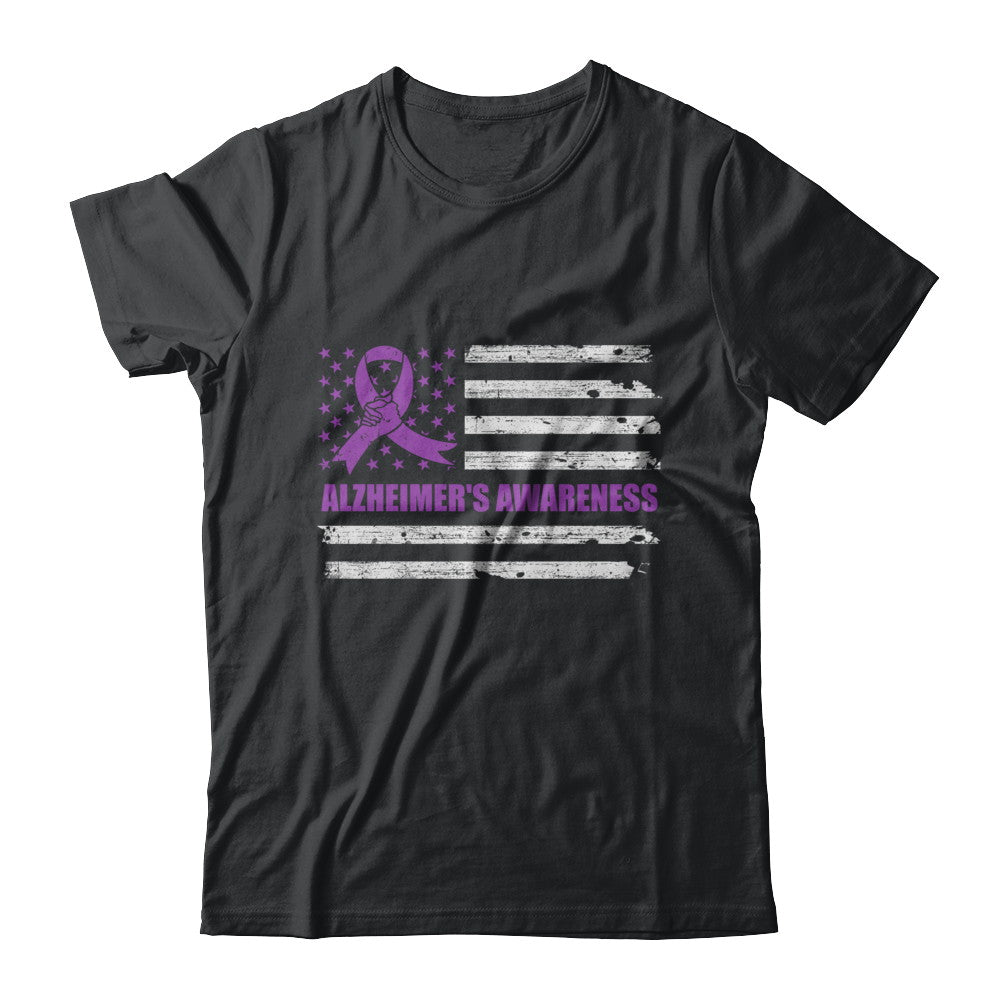 Purple Ribbon Alzheimer's Awareness US Flag Shirt & Hoodie - Teecentury.com