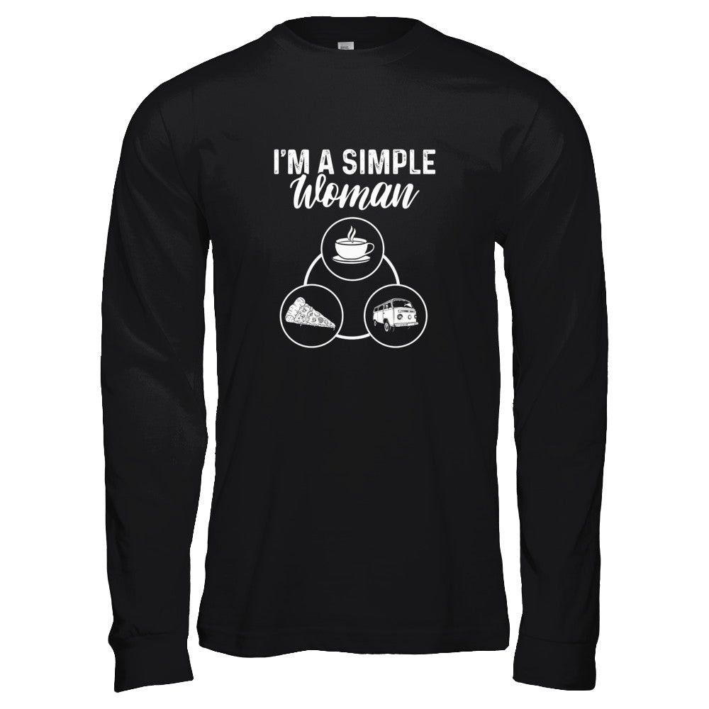 I'm A Simple Woman Coffee Pizza Camping Shirt & Tank Top - Teecentury.com