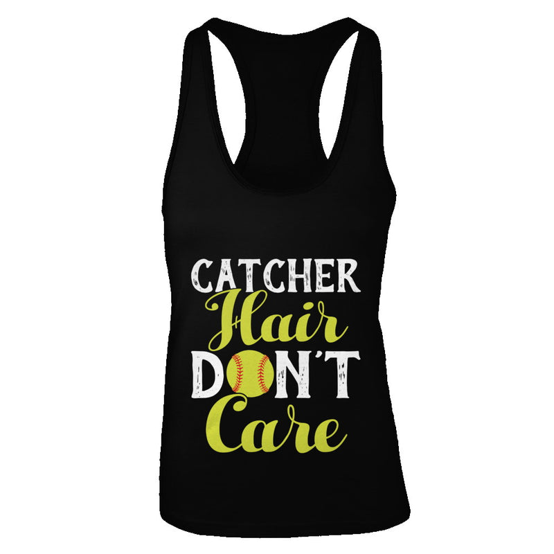 Catcher Hair Don't Care Softball Shirt & Tank Top - Teecentury.com