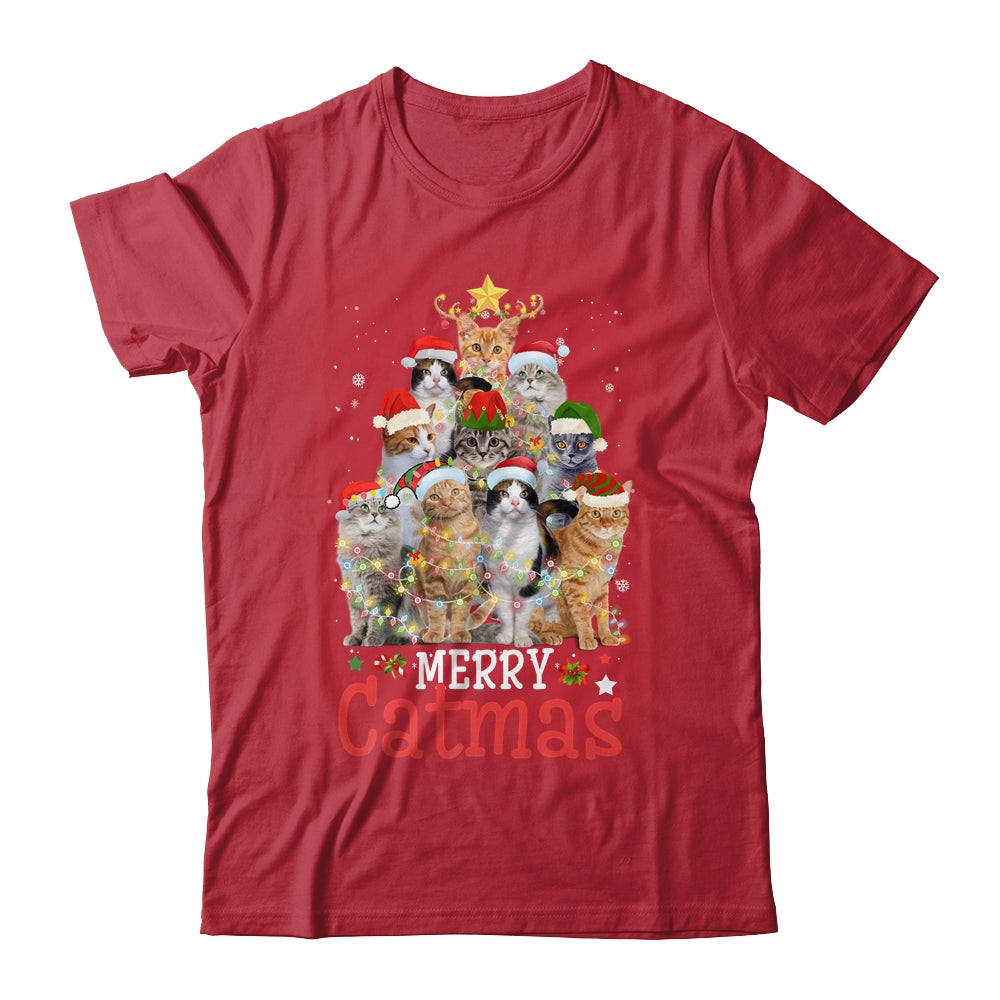 Merry Catmas Xmas Gift Funny Cat Christmas Tree Shirt & Sweatshirt ...