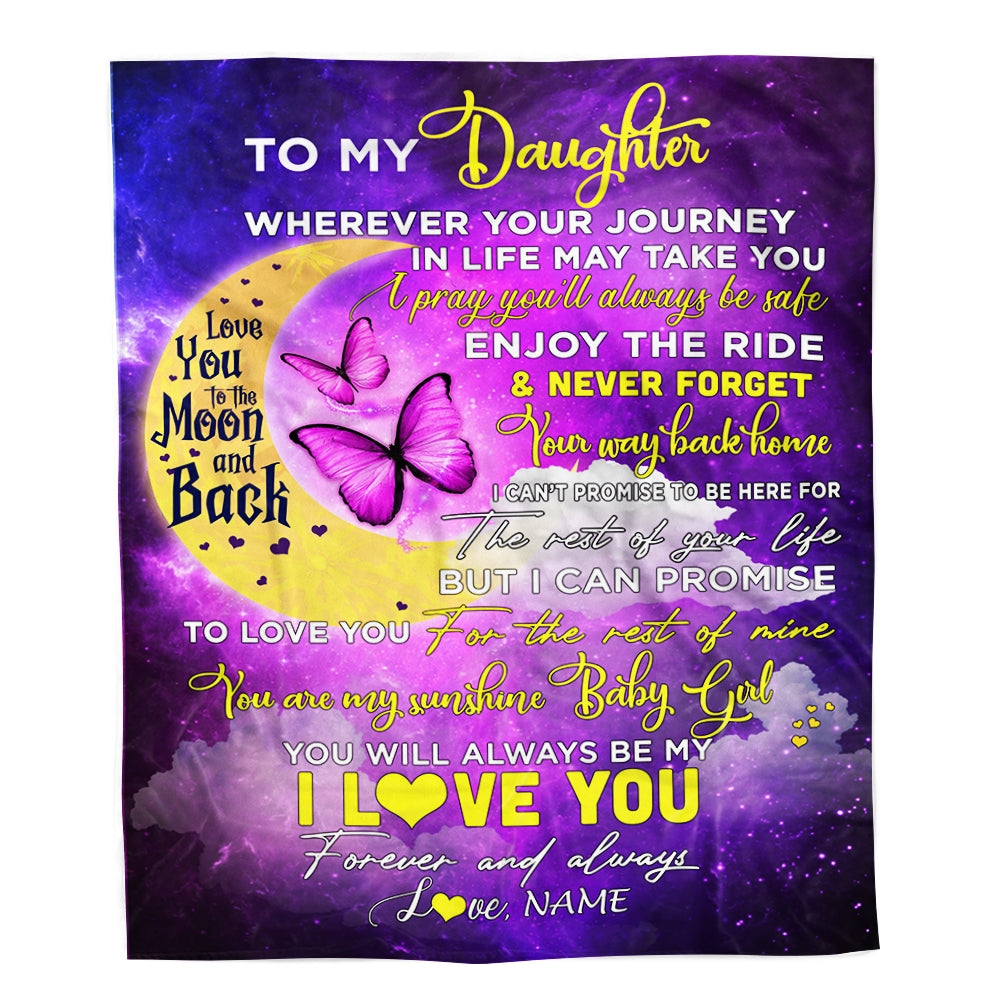 Personalized To My Daughter Blanket From Mom Love You To The Moon And Back Butterfly Daughter Birthday Christmas Customized Fleece Blanket Teecentury Com