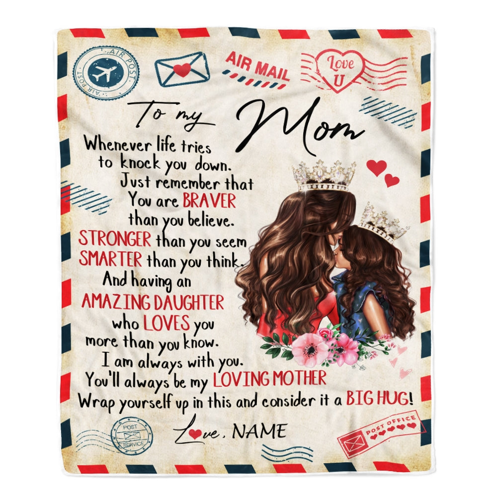 Personalized To My Mom From Daughter Air Mail Whenever Life Tries To Knock You Down Mom Birthday Mothers Day Christmas Customized Fleece Blanket Teecentury Com