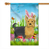 Yorkie Happy Easter Day Holiday Flag Funny Dog Dog Wear Bunny Ears Headband Cute for Home Decor | teecentury