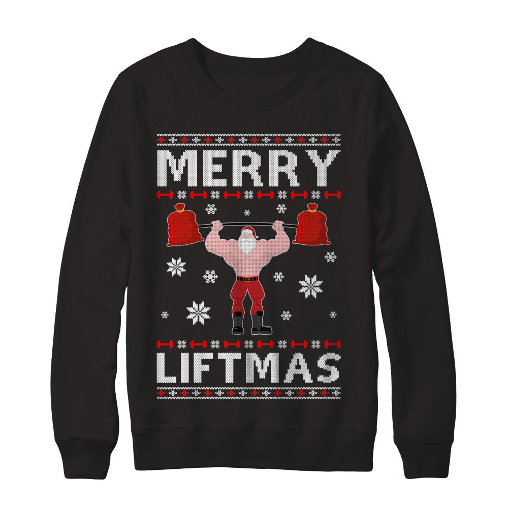 Christmas Merry Liftmas Santa Fitness Gym Ugly Sweater Shirt Sweatshirt