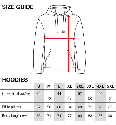Hoodies Size Chart 