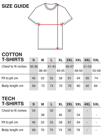 Men's T-Shirt Size chart 