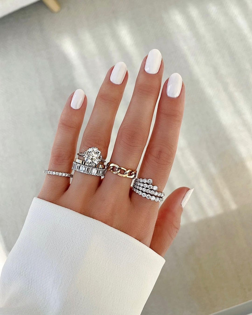 chunky wedding bands with engagement ring