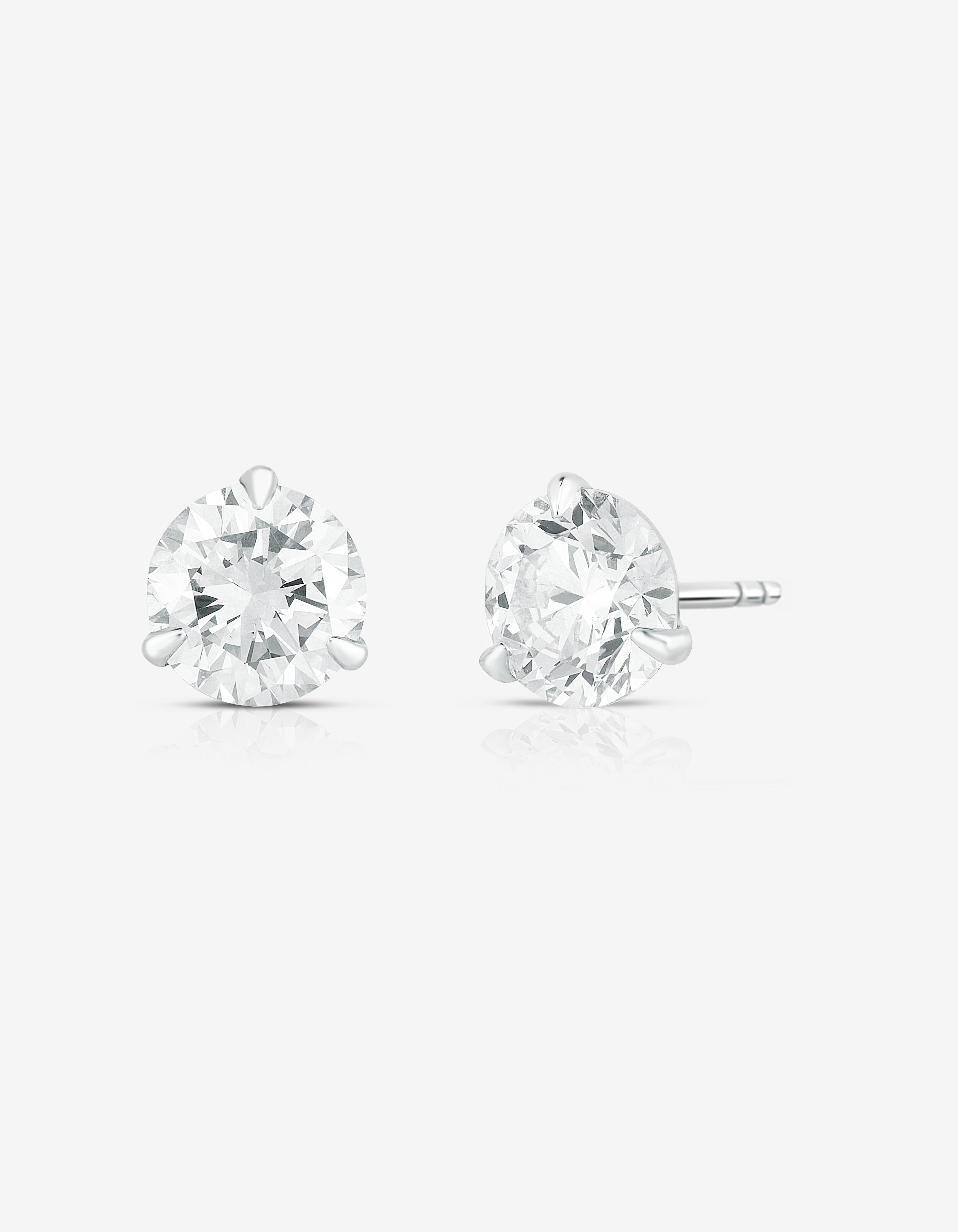 Central Diamond Center 14K Gold Post 3 Prong Martini Round CZ Stud Earrings  Gift for Women Yellow Gold Plated 5.50mm - Walmart.com