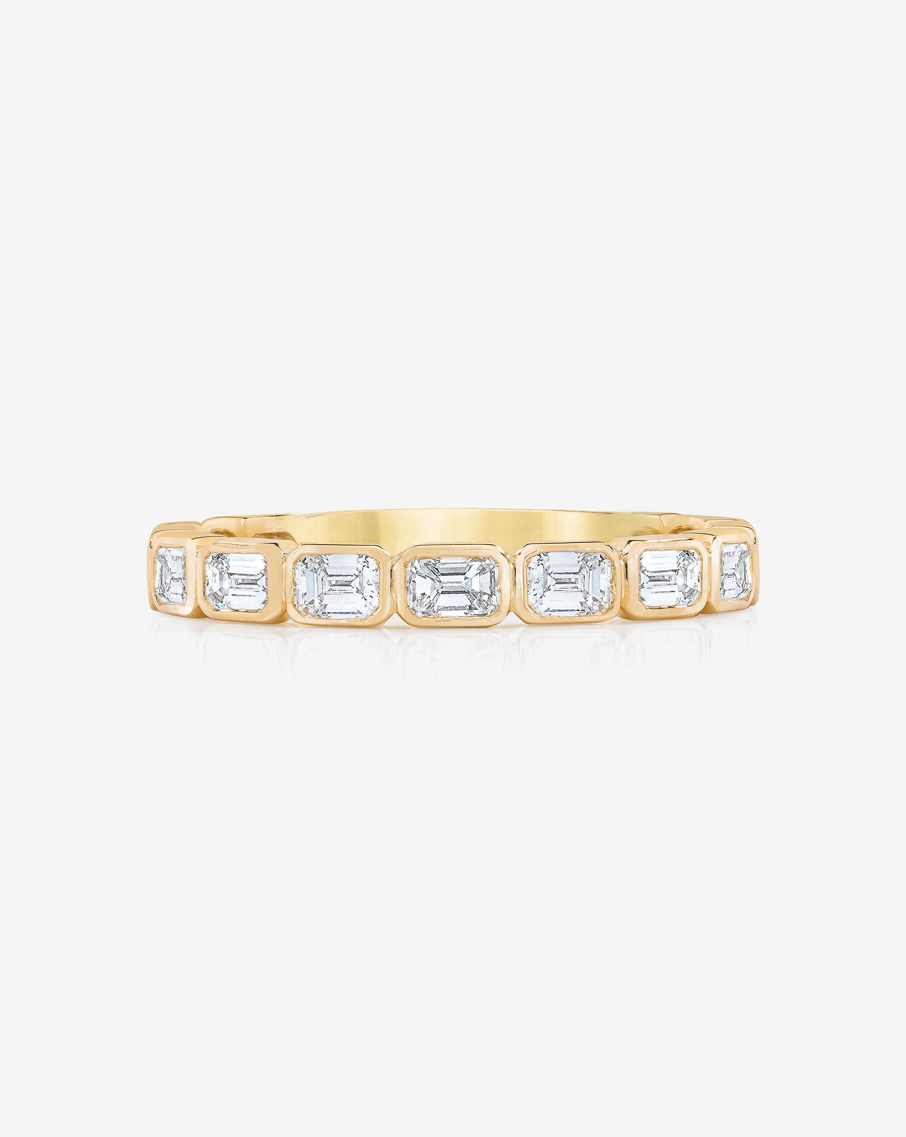 Ring Concierge Lab Grown Sideways Emerald Bezel 3/4 Diamond Band