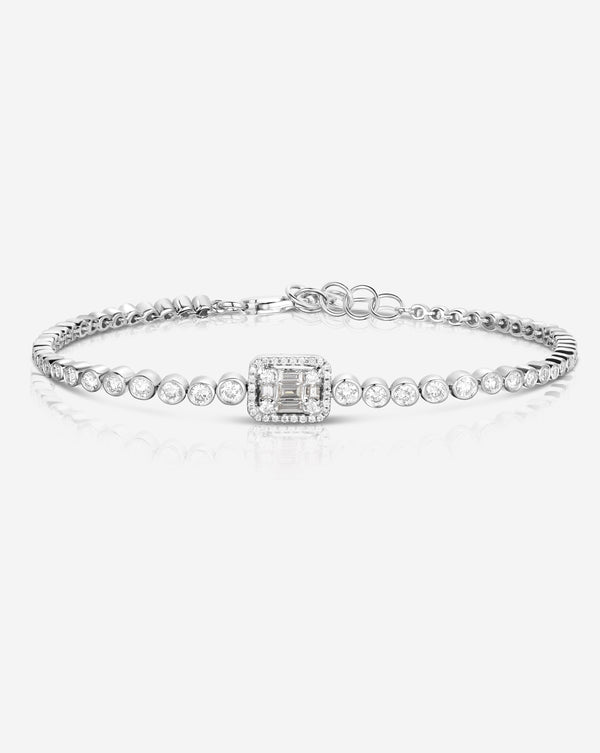 Ring Concierge Bracelets 14k White Gold Emerald Illusion Bezel Diamond Tennis Bracelet