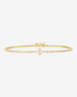 14K Yellow Gold Diamond Tennis Bracelet with Cross Stations  Diamond   Design