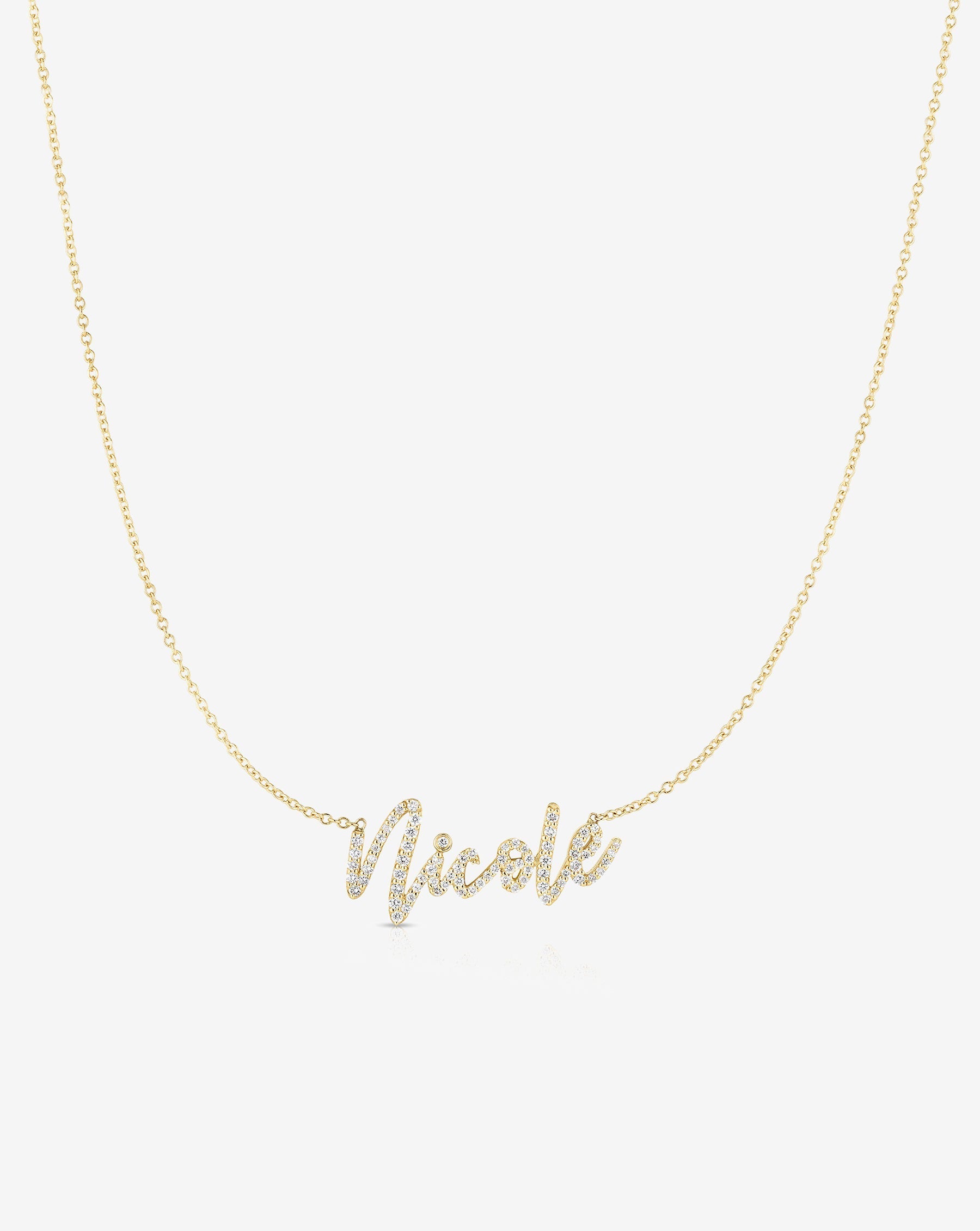 14K Gold Personalized Diamond Cloud Nameplate Necklace