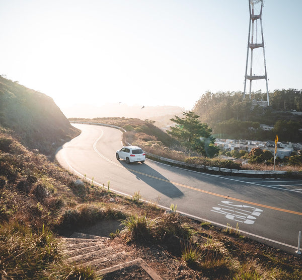 car driving on open road