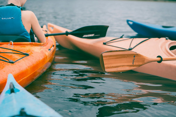 kayaks on a river