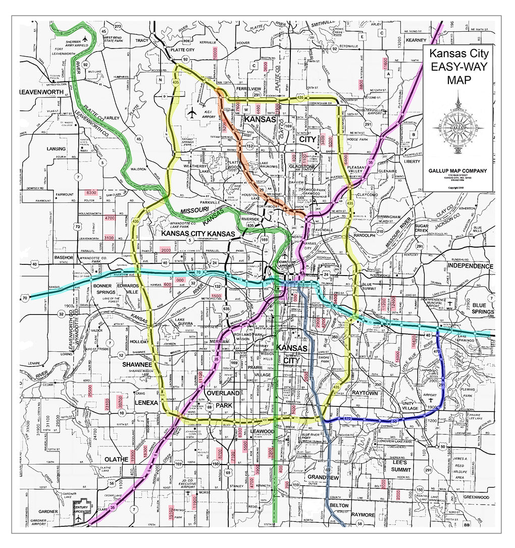 map of kansas city Kansas City Easy Way Map For New Drivers Gallup Map map of kansas city