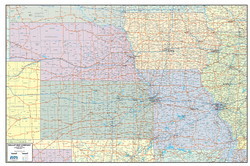Kansas And Missouri Map Four State Missouri Kansas Iowa Nebraska County Town Highway Map 
