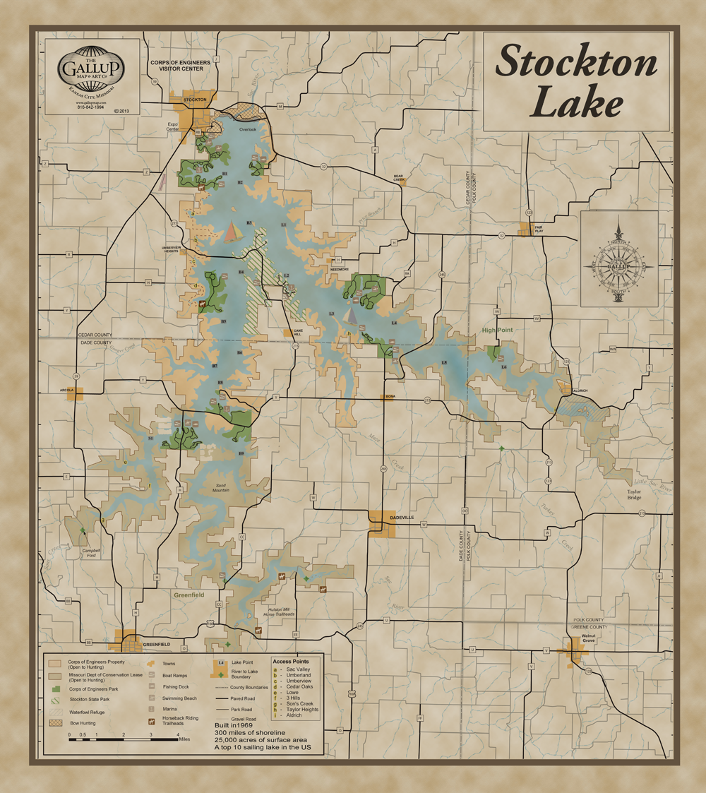 Stockton Lake Topo Map Stockton Lake Map Classic - Gallup Map