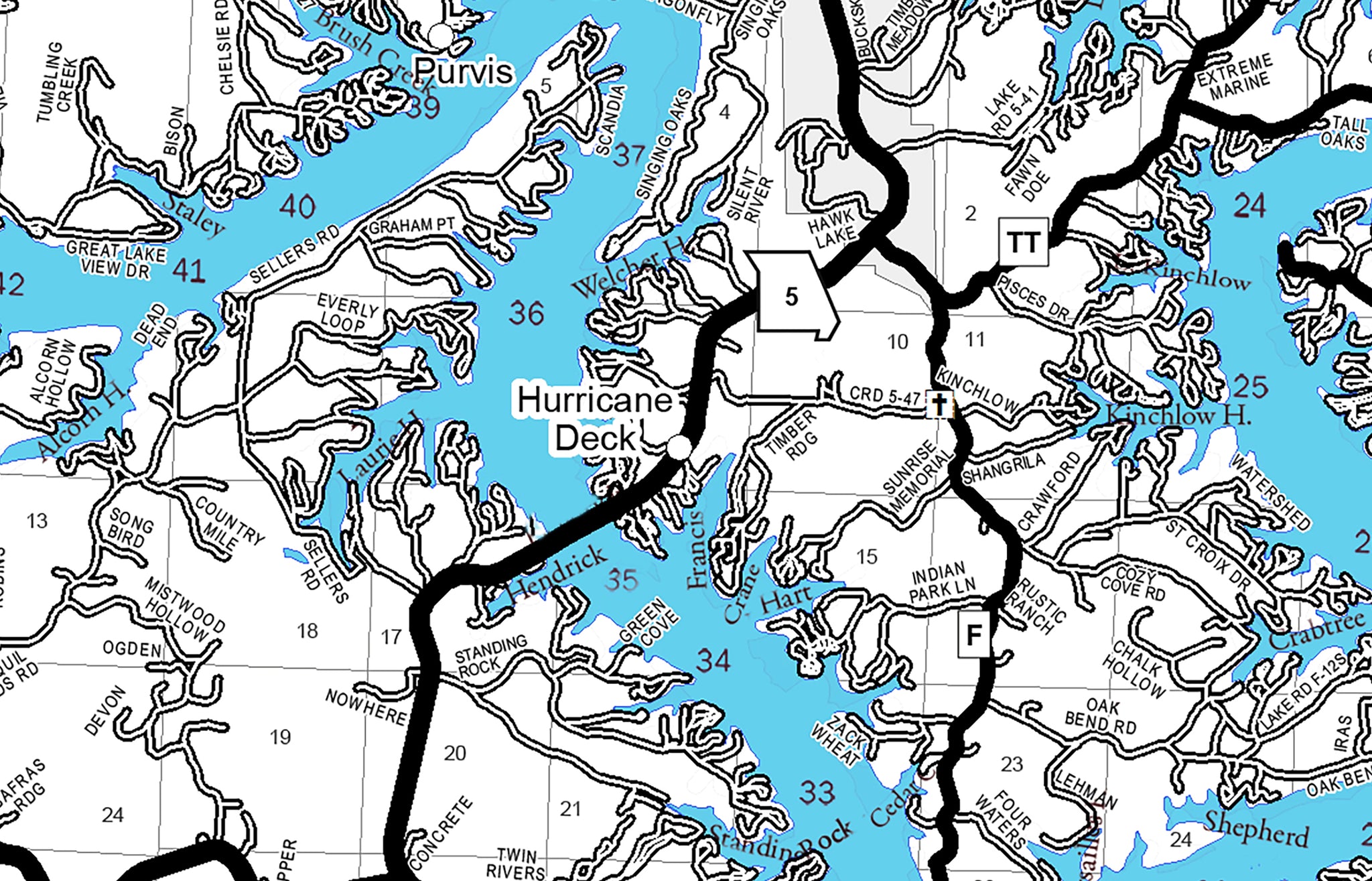 Lake of the Ozarks Chart for the Boat Gallup Map