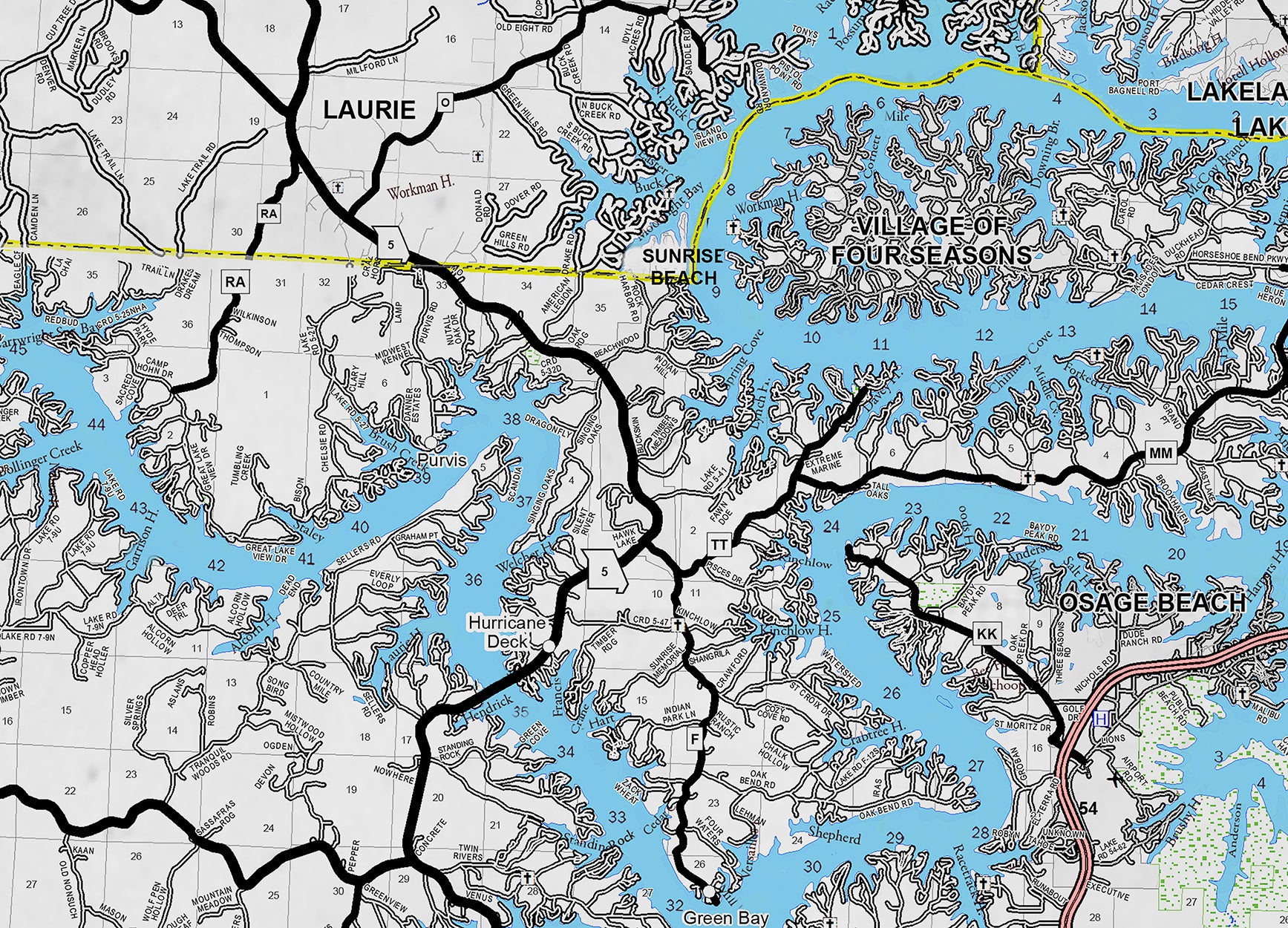 Lake Of The Ozarks Map With Mile Markers Map Pasco County