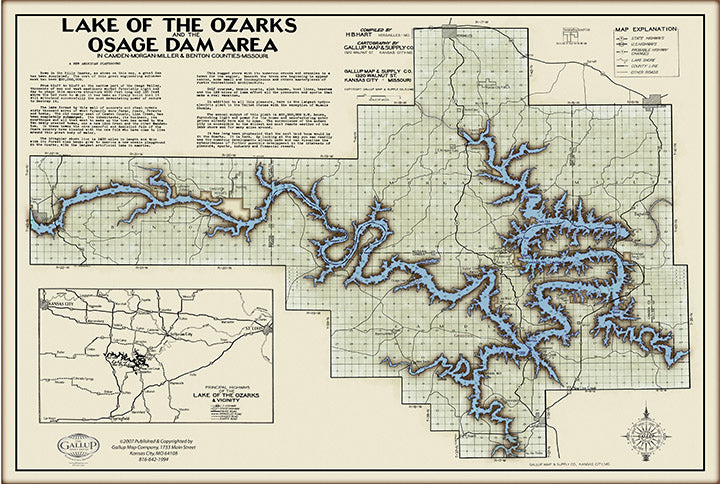 Lake of the Ozarks Black Type Map WITH COVE NAMES and Mile Markers ...