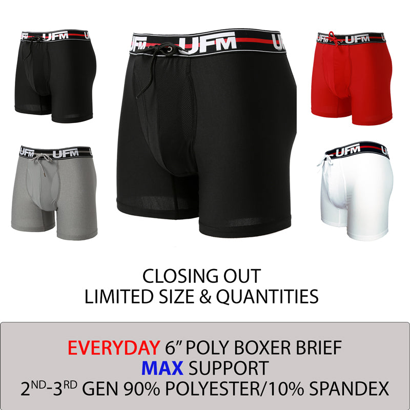 MAX Support 6 inch Boxer Briefs Polyester Gen 2-3 Available in Black, Gray  and Red