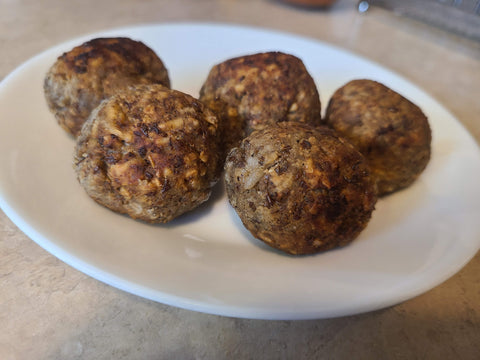 Lentil "meatball" and "sausage"