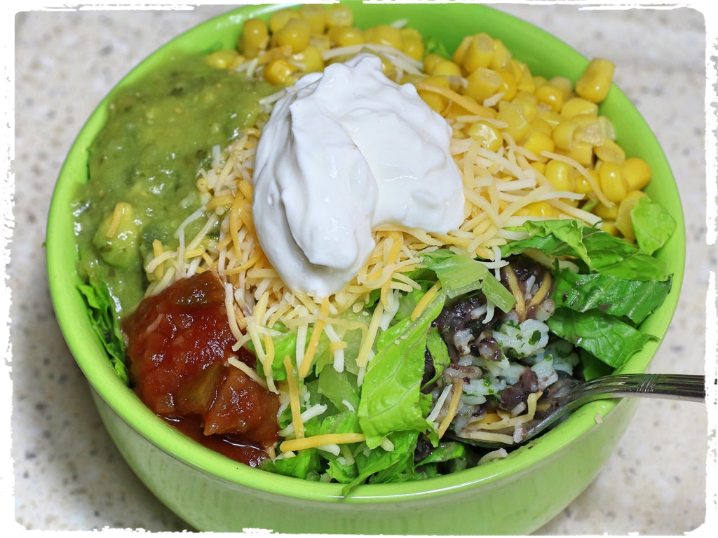 Sue's Burrito Bowl, Black Bean Flakes, Protein Bowl, Complete Protein