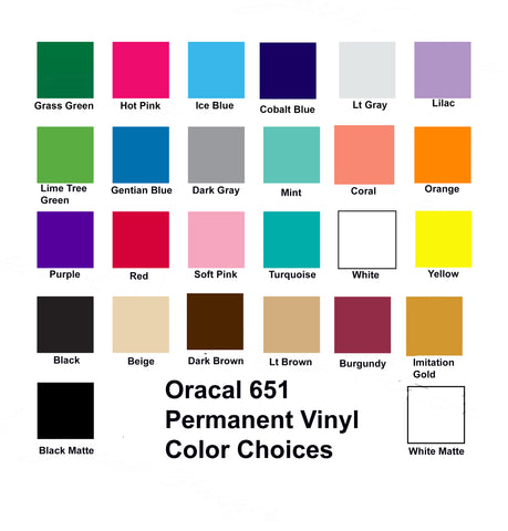 Oracle 651 Color Chart – Quail Street Designs