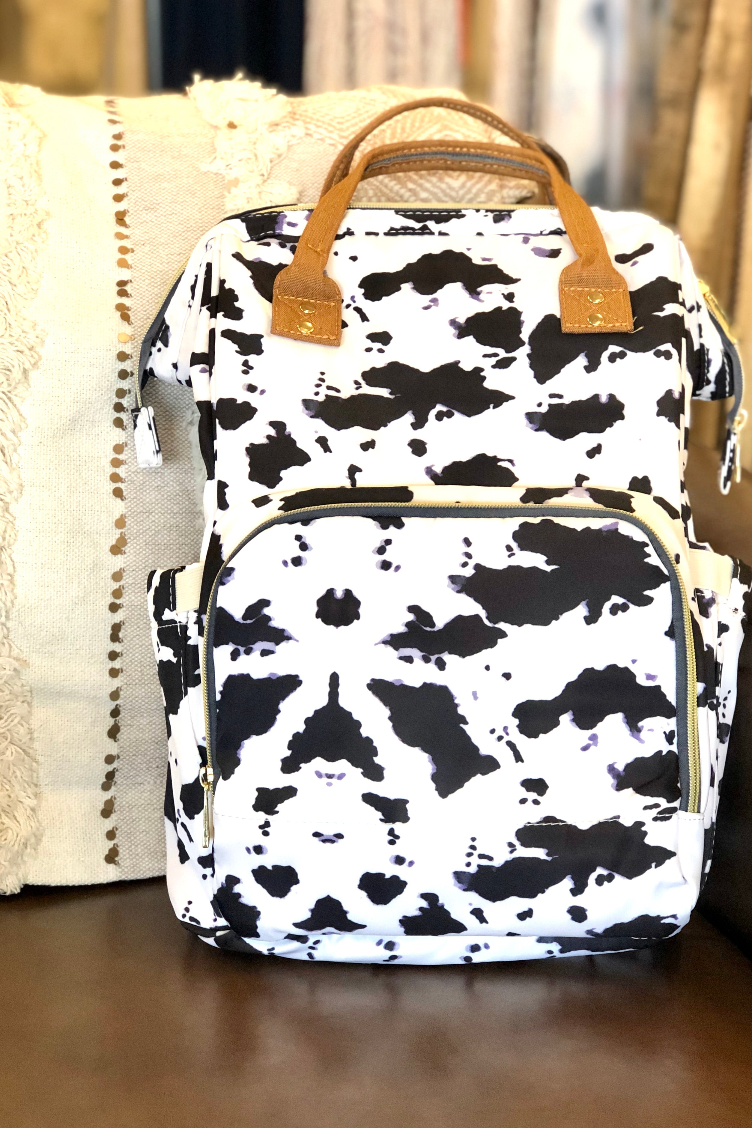 cowhide diaper backpack